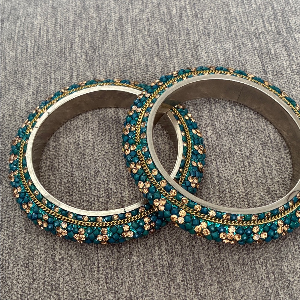 Elegant Gold and Teal Bangles directly from India!